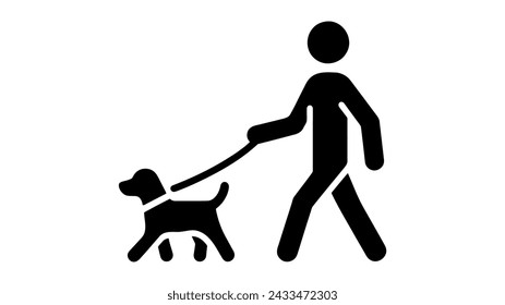 Walking man with a dog vector icon on white background