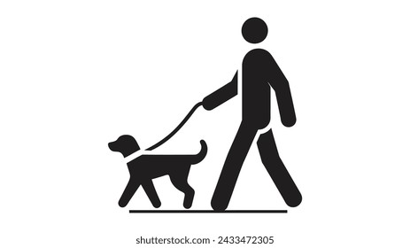 Walking man with a dog vector icon on white background