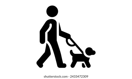 Walking man with a dog vector icon on white background