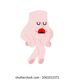 Walking man fingers angry. small man made of hand. vector illustration