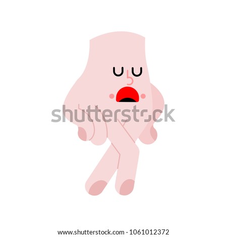 Walking man fingers angry. small man made of hand. vector illustration