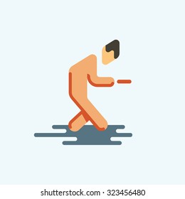 walking man focused on the phone. Flat style illustration
