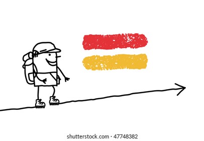 signo de hombre caminante y GR