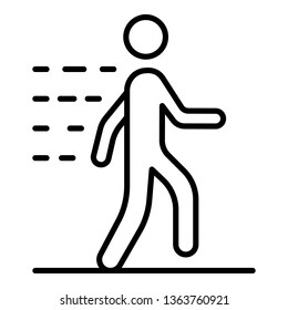 Walking man icon. Outline walking man vector icon for web design isolated on white background