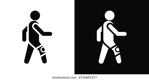 Ícone de Walking Man Estilo de Plano de Fundo Branco e Preto