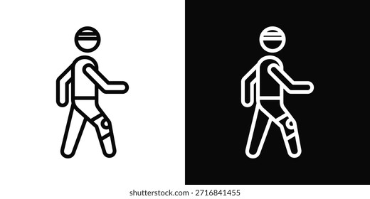 Walking Man Symbol schwarz-weißer Hintergrundstil