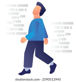 Walking Man Illustration on white background