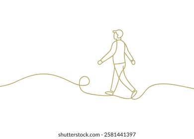 Walking Man Line Art. one line walking man drawing