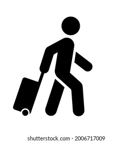 Walking man with luggage icon People in motion active lifestyle sign