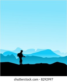 walking man over the mountains