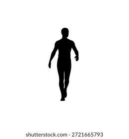 Walking Man Silhouette Icon Vector Isolated Minimal Human Movement Symbol