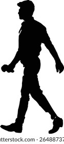 Walking Man Silhouette Vector Black Male Figure Clipart on White Background
