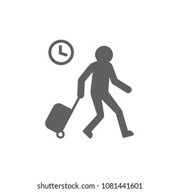 Walking man with suitcase  icon vector. Symbol for your web site design, logo, app, UI. Vector illustration, EPS