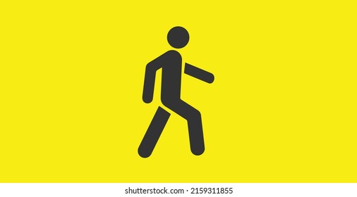 walking man symbol. walking man flat line vector icon on bright yellow background. vector illustration eps10.
