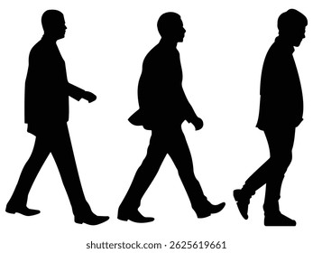 Vetor Walking Man, design de ícone. Silhuetas de empresários, vetor. Pessoa, pessoas, adulto, homem andando ilustração vetorial.