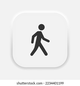 Walking man vector icon. Pedestrian sign in neumorphism style. Vector EPS 10