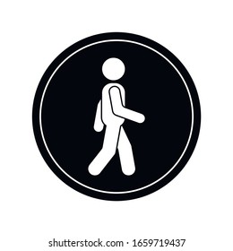 Icono vectorial del hombre de marcha. La gente camina como ejemplo. Concepto de negocio simple pictograma plano sobre fondo aislado.