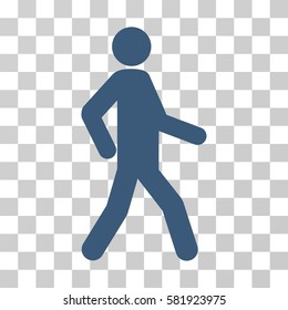 Walking Man vector pictograph. Illustration style is a flat iconic blue symbol on a transparent background.