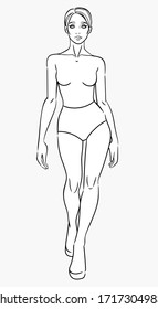 modelo de marcha, dibujo de esbozo simple