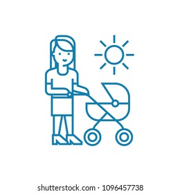 Walking with mom linear icon concept. Walking with mom line vector sign, symbol, illustration.