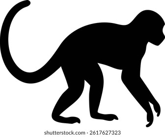 Walking Monkey Silhouette Vector - Minimal Animal Design"