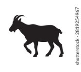 Walking Mountain Goat Silhouette Vector Design