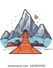 Walking in mountain vector t-shirt design graphic, 