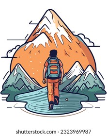 Walking in mountain vector t-shirt design graphic, 