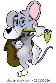 Walking Mouse - Cute Cartoon Animal, Vector Illustration