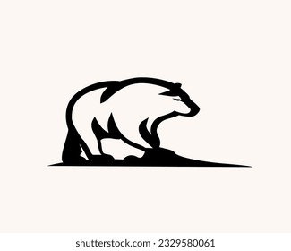 walking nature bear black white logo symbol design template illustration inspiration