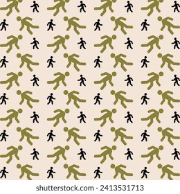 Walking neutral color repeating trendy pattern vector illustration background