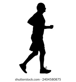 Walking old man vector silhouette