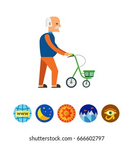 Walking Old Man with Walkers Icon