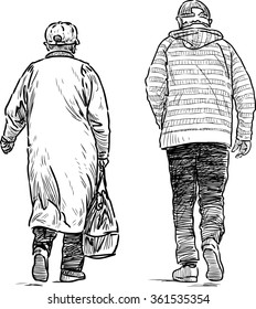 walking old people