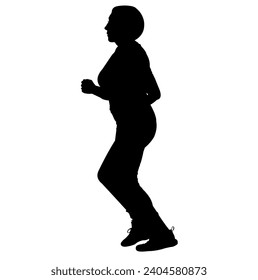 Walking old woman vector silhouette