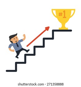 Walking on a stairs for a trophy