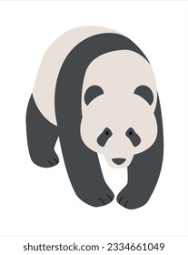 walking panda front. simple hand drawn style illustration