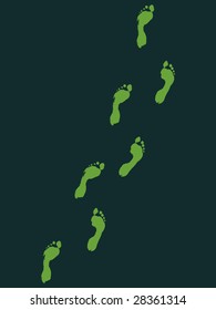 Walking Path of Green Footprints