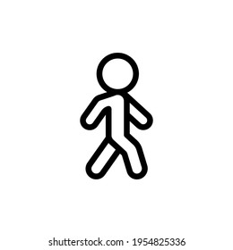 Walking pedestrian, simple silhouette of man. Black icon on white background