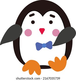 Walking penguin, illustration, vector on a white background.