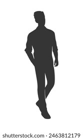 walking people silhouette. walking man silhouette. walking men isolated on white background. Vector illustration. men walking illustration. hand drawn.