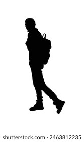 walking people silhouette. walking man silhouette. walking men isolated on white background. Vector illustration. men walking illustration. hand drawn.