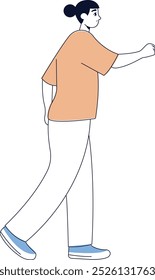 Walking Person Character Pose. Vector Graphic Design Isolated on White Background