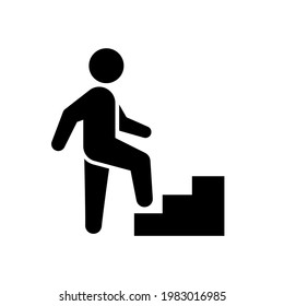 Walking up person glyph icon isolated on white