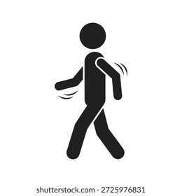 Icono de la persona que camina mirando hacia atrás para comprobar la vista posterior de la precaución que gira la conciencia y la atención de alerta gesto de seguridad paranoico