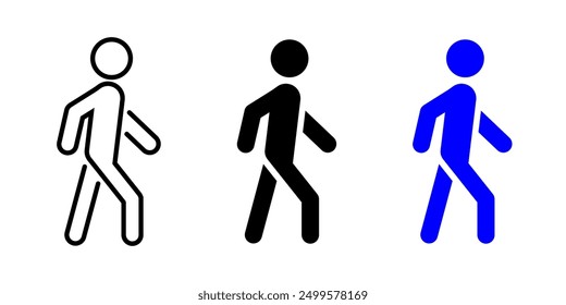 Walking person icon. Man on walk vector illustration. Pedestrian sign. Human pictogram. Person silhouette isolated concept.