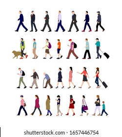 Walking Person (male, Female, Business Person) Sihouette Illustration Collection (side View)
