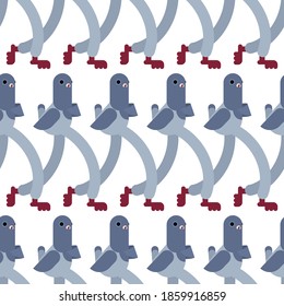 Walking pigeon pattern seamless. dove walk background. Cartoon City bird goes texture