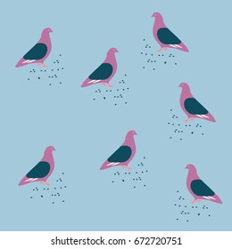 Walking pigeons pattern. Pigeons . Pigeons pattern