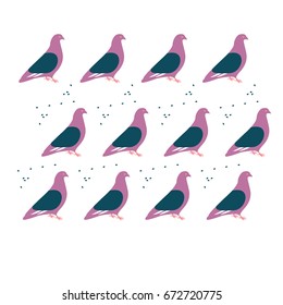 Walking pigeons pattern. Pigeons . Pigeons pattern